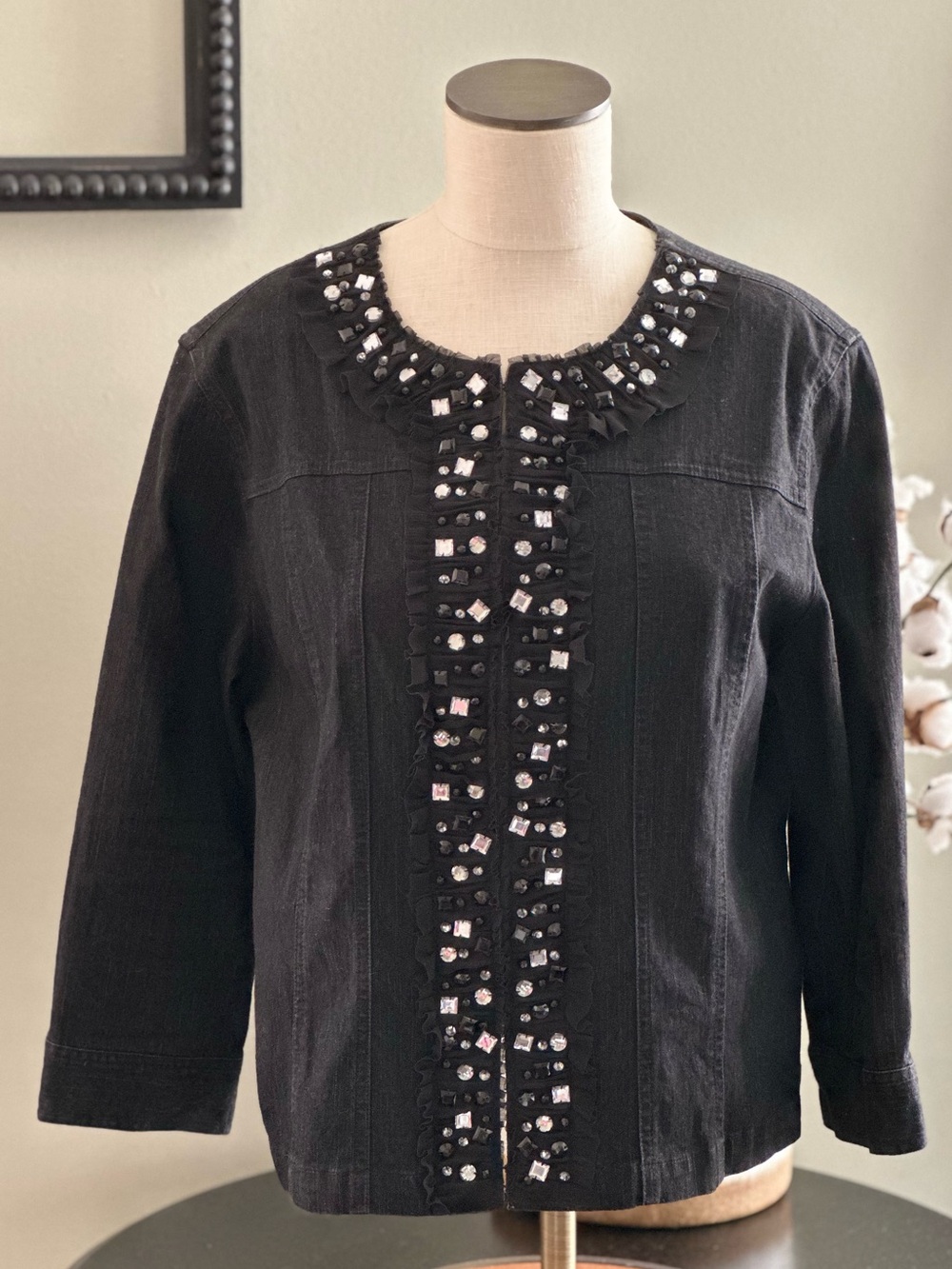 Ruby Rd. Black Embellished Jean Jacket -14